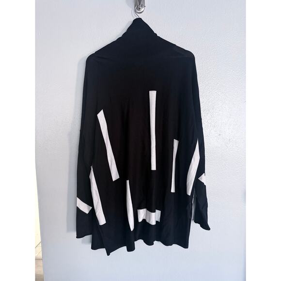 PLANET by Lauren G black white mod oversized turtleneck pullover top blouse - Picture 6 of 8